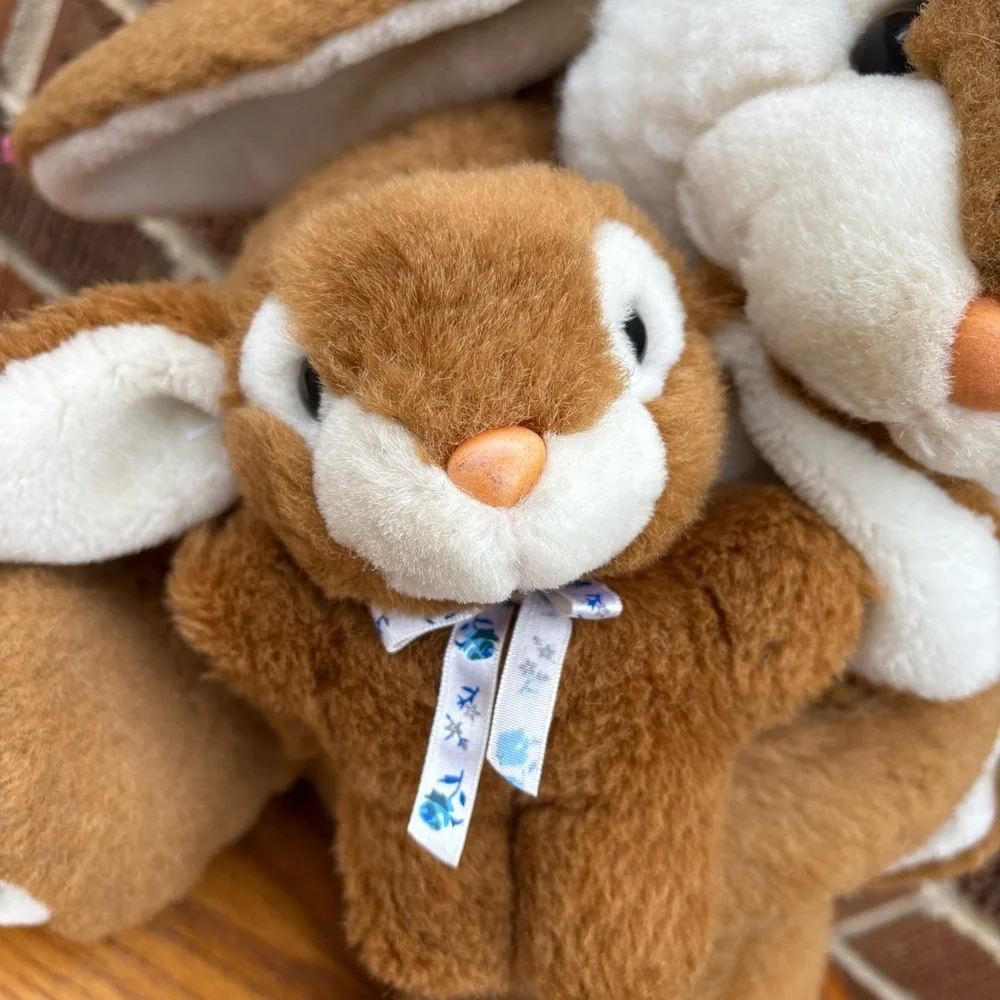 Bunny Rabbit with Baby Carrot Plush Easter Stuffed Animal Soft Tan Collectible